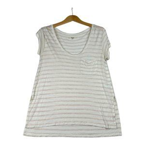 Madewell Striped Short‎ Sleeve Shirt sz Small Tan/White